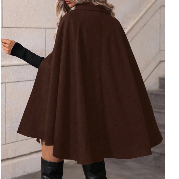 Classic Double Button Cape Sleeve Loose Fit Jacket Coat - Picture 7 of 10